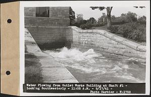 Water flowing from Outlet Works Building at Shaft #1, looking southeasterly, West Boylston, Mass., 11:05 AM, Sep. 17, 1941