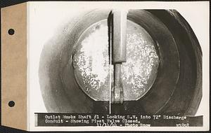 Outlet Works Shaft #1, looking southwest, into 72" discharge conduit, showing first valve closed, West Boylston, Mass., Nov. 14, 1944