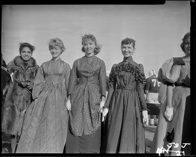 Close up of women in costume dresses