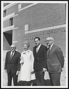 Mr. Rosenfield. Mrs. Rosenfield. Pres. Morris B. Abram. Chancellor: Abram L. Sachar. Brandeis.