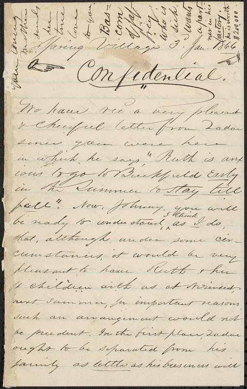 Letter from Zadoc Long to John D. Long, January 3, 1866