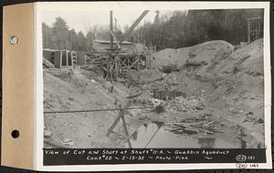 Contract No. 20, Coldbrook-Swift Tunnel, Barre, Hardwick, Greenwich, view of cut and shaft at Shaft 11A, Quabbin Aqueduct, Hardwick, Mass., May 13, 1935