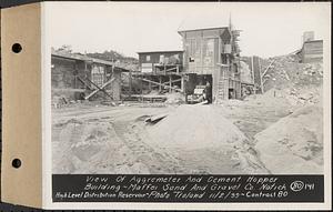 Contract No. 80, High Level Distribution Reservoir, Weston, view of aggremeter and cement hopper building, Maffei Sand and Gravel Company, Natick, high level distribution reservoir, Weston, Mass., Nov. 2, 1939