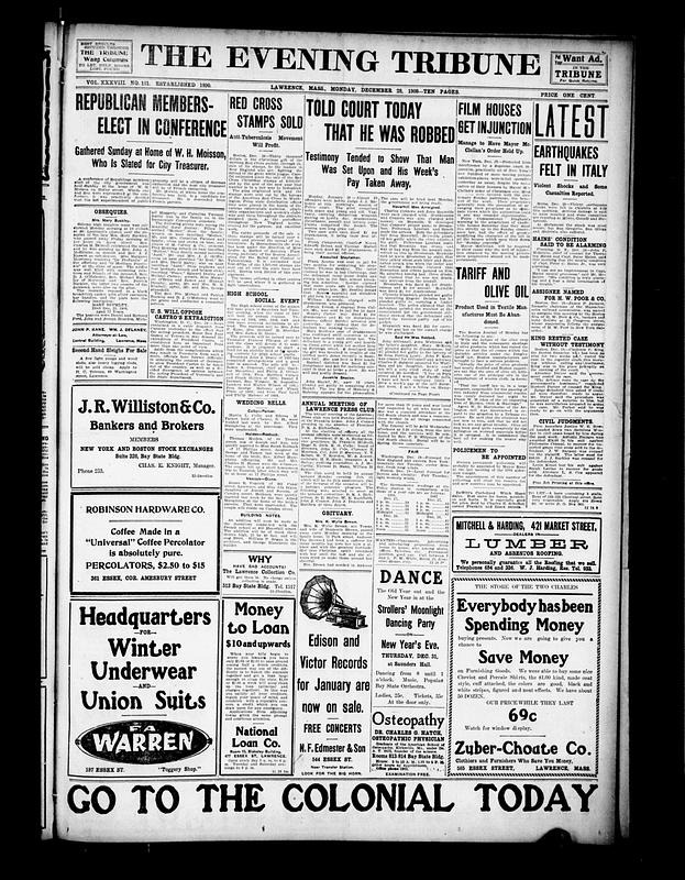 The Evening Tribune. December 28, 1908 - Digital Commonwealth