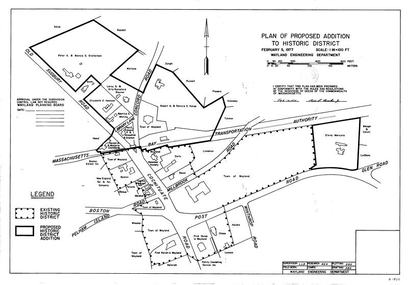 Plan of proposed addition to Historic District, February 9, 1977