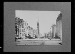 Copy negative of ca. 1898 photo of Newbury Street at Clarendon Street, Boston, Massachusetts