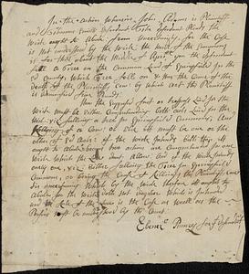 Plea of Ebenezer Pomeroy for Thomas Smith, defendant
