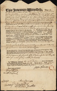 Moses Barnes indentured to apprentice with Isaac Saunderson [Sanderson] of Watertown, 7 April 1741