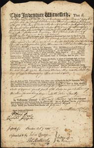 Elizabeth Hayes indentured to apprentice with Sweethen Reed of Woburn, 7 October 1741