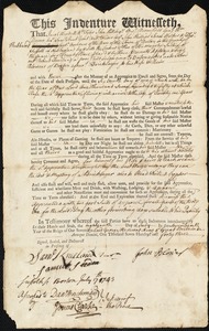 Robert Kneeland indentured to apprentice with John Blower of Boston, 19 July 1743