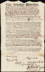 Bartholomew Ballard indentured to apprentice with Joseph Ballard of Boston, 7 September 1743