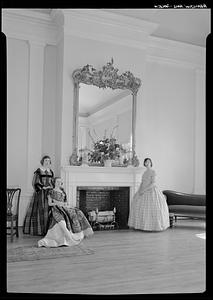 Hamilton Hall, Chestnut Street, Salem: interior, three pretty girls