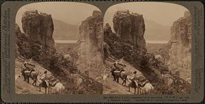 Holy Trinity monastery on its sky-island, (W.S.W.) and cliffs at Meteora, Greece