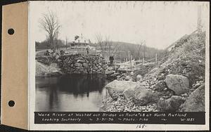 Ware River at washed out bridge on Route #68 at North Rutland, looking southerly, Rutland, Mass., Mar. 31, 1936