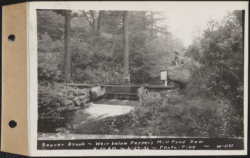 Beaver Brook at weir below Pepper's mill pond dam, Ware, Mass., 850 AM