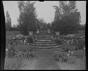 Terraced garden with stone staircase