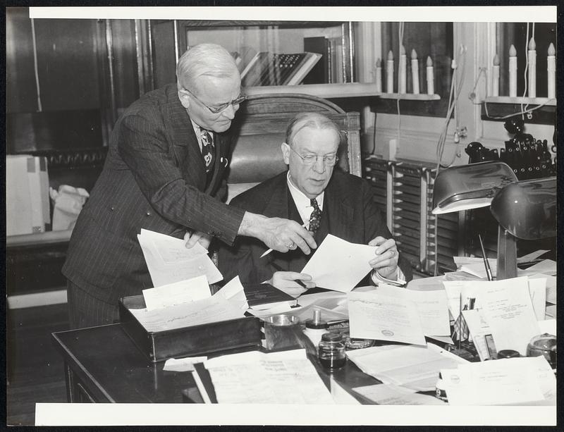 Mayor Mansfield with his secy. Joseph F. Mellyn