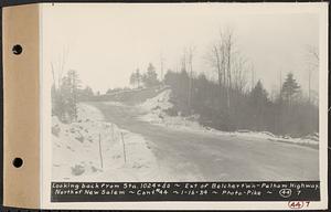 Contract No. 44, Extension of Belchertown-Pelham Highway, New Salem, Orange, looking back from Sta. 1024+50, New Salem, Mass., Jan. 16, 1934