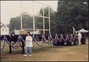 Debbie Boucher and Dick Palmer decorating trailer/stage