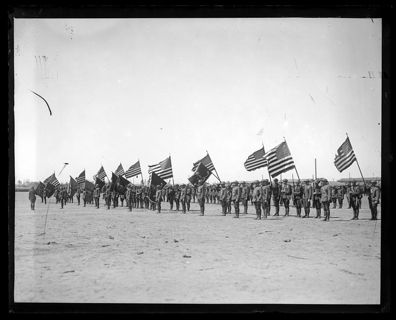 Yankee Division in review at Camp Devens after service in Germany