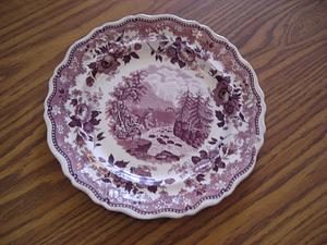 Staffordshire red transfer decorated pottery plate