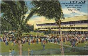 View of Paddock-Gulfstream Park Race Course at Hallendale near Hollywood, Fla.
