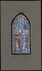 David (Patriarch), Elias (prophet). Color design for left side sanctuary window, Star of the Sea Church, Marblehead. Not used, no job
