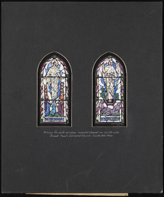 Design for aisle window - nearest chancel on epistle side, Saint Paul's Episcopal Church, Nantucket, Mass.