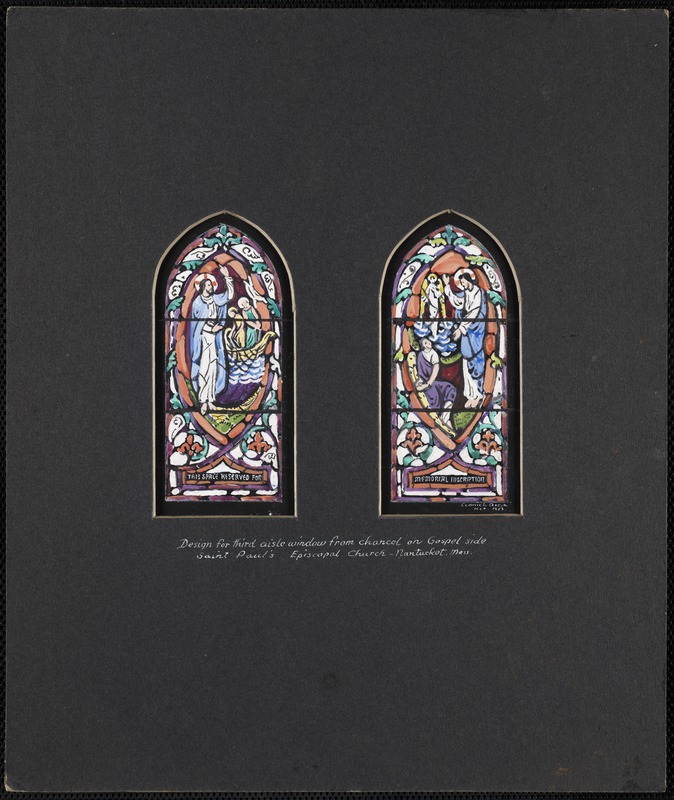 Design for third aisle window from chancel on gospel side, Saint Paul's Episcopal Church, Nantucket, Mass.