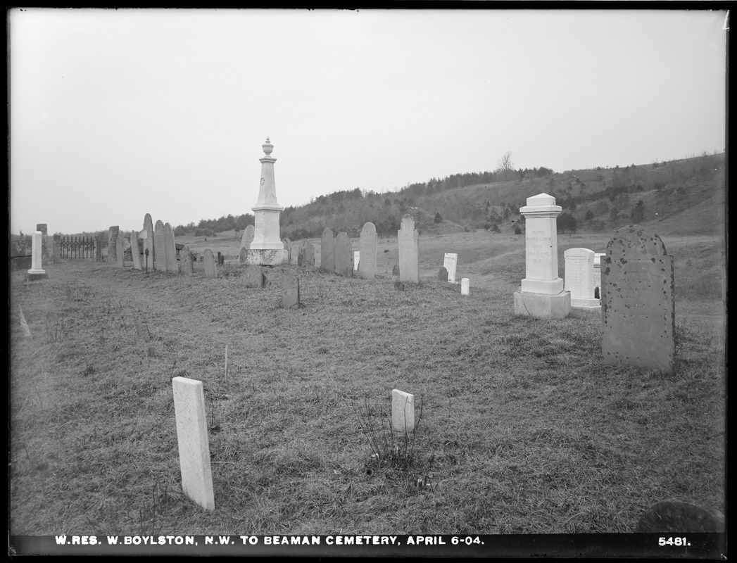 Wachusett Reservoir, northwest to Beaman Cemetery, West Boylston, Mass