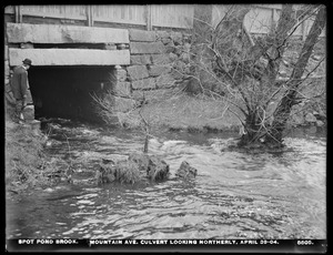 Distribution Department, Spot Pond Brook, Mountain Avenue culvert, looking northerly, Malden, Mass., Apr. 30, 1904