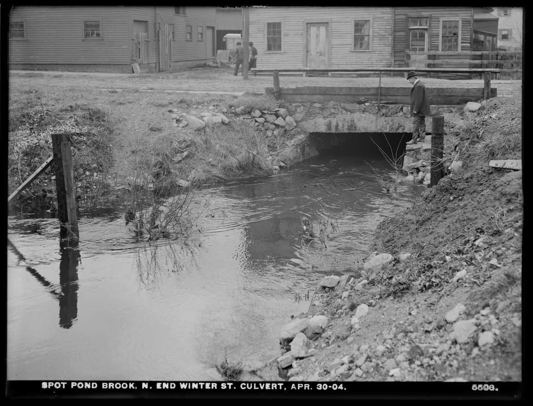 Distribution Department, Spot Pond Brook, Winter Street culvert, northerly end, Malden, Mass., Apr. 30, 1904