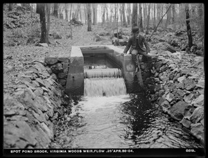 Distribution Department, Spot Pond Brook, Virginia Woods Weir, flow, Stoneham, Mass., Apr. 30, 1904