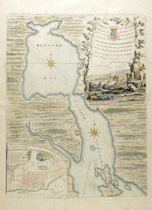 Carte du havre de Chibucto avec le plan de la ville de Halifax sur la coste de l'Accadia ou Nova Scotia latitude 44° 31ʹ