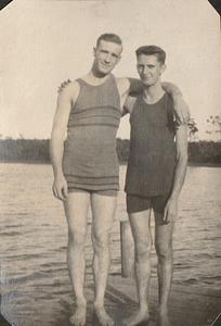 Albert T. Chase and friend swimming at Sandy Pond, West Yarmouth, Mass.