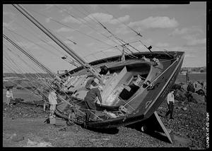 Mohawk (sailboat) on shore, Hurricane Carol