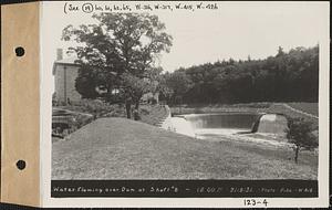 Water flowing over dam at Shaft #8, Barre, Mass., 12:00 PM, Sep. 19, 1932