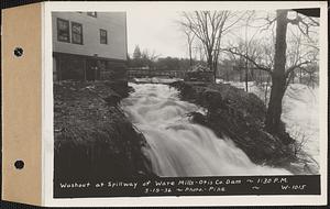 Washout at spillway of Ware Mills, Otis Co. dam, Ware, Mass., 1:30 PM, Mar. 19, 1936