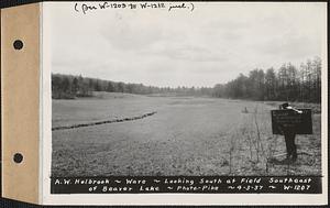 A.W. Holbrook, looking south at field southeast of Beaver Lake, Ware, Mass., Apr. 3, 1937