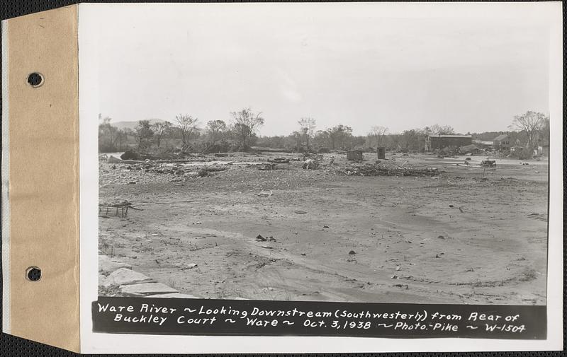 Ware River, looking downstream (southwesterly) from rear of Buckley Court, Ware, Mass., Oct. 3, 1938