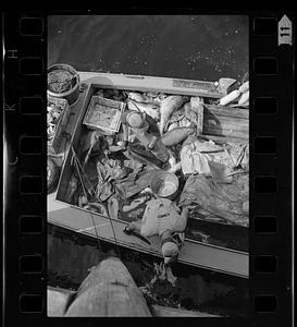 Fisherman's catch on boat, Monhegan Island, Maine