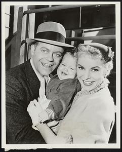 Janet Leigh, Casey Adams and baby Dana Mackay, make a happy diaper-type domestic triangle until Janet's yen to get ahead of the Joneses prompts her to import a baby buggy from England, in the comedy "Carriage from Britain" on "Schlitz Playhouse" Friday, March 8, over CBS-TV (9:30-10:00 PM. EST).