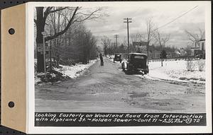 Contract No. 71, WPA Sewer Construction, Holden, looking easterly on Woodland Road from intersection with Highland Street, Holden Sewer, Holden, Mass., Apr. 23, 1940