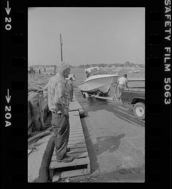 Russ Mingo and others near boat launch