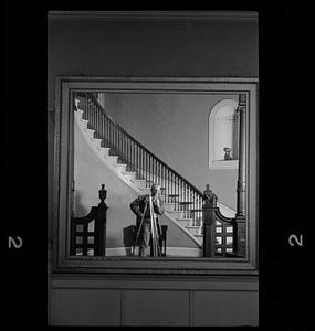 Bainbridge Bunting self-portrait in mirror, 231 Commonwealth Avenue, Boston, Massachusetts