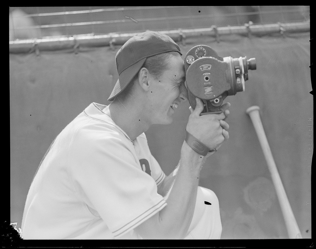 Ted Williams with movie camera