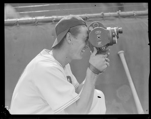Ted Williams with movie camera