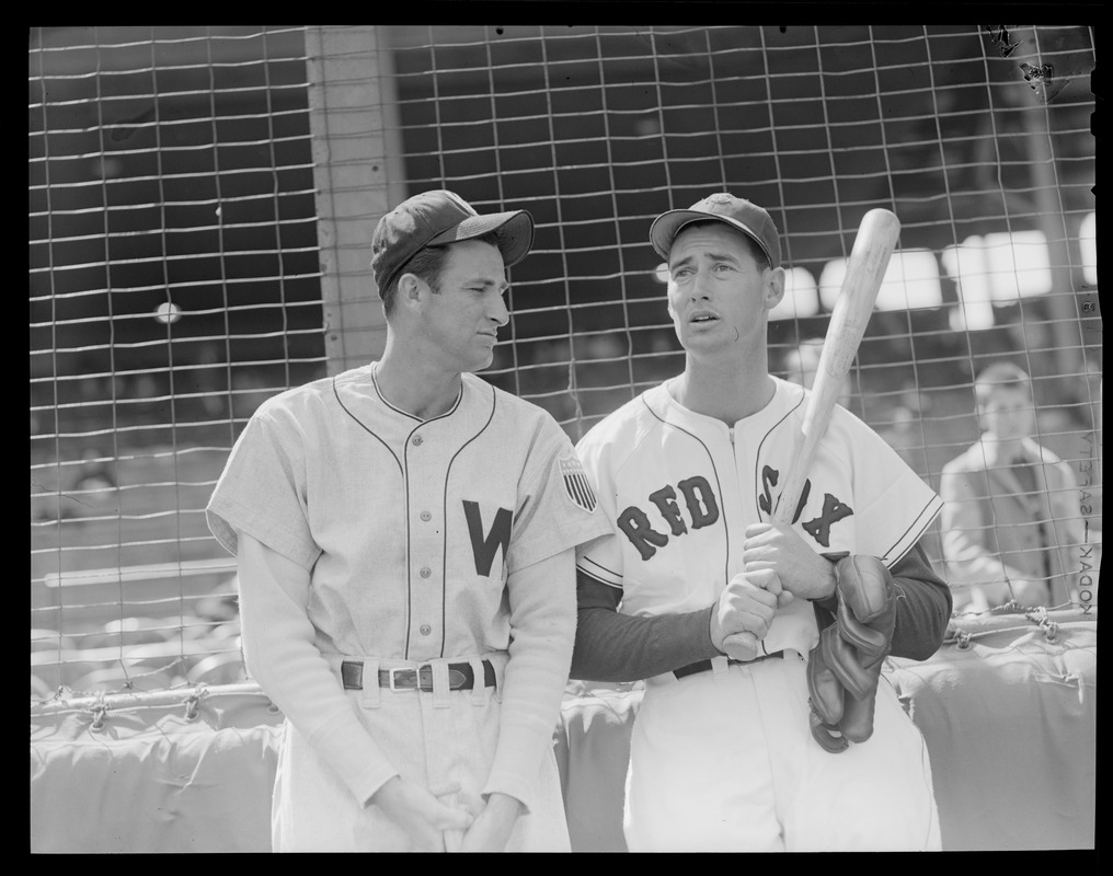 Mickey Vernon of the Senators and Ted Williams of the Red Sox