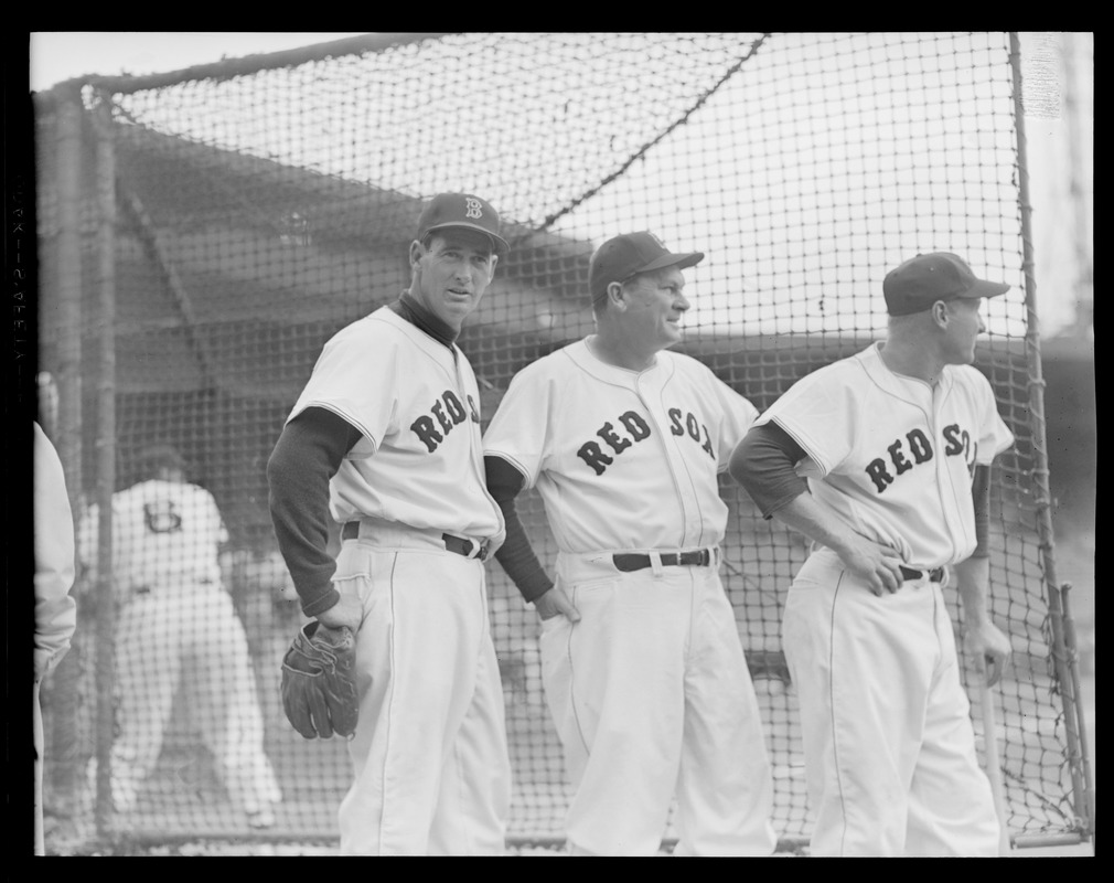 Fenway Park Opening Day. Ted Williams / manager Higgins