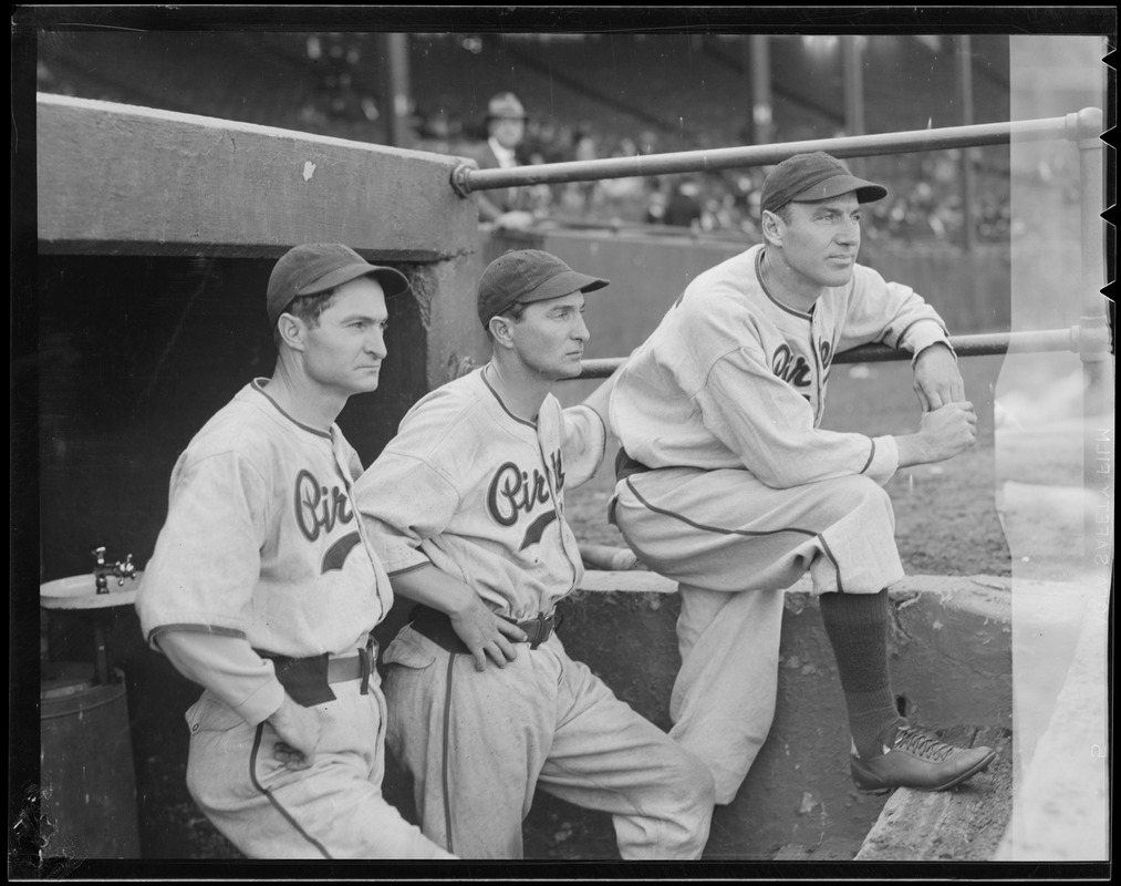 Pittsburgh Pirates players in the dugout at Braves Field